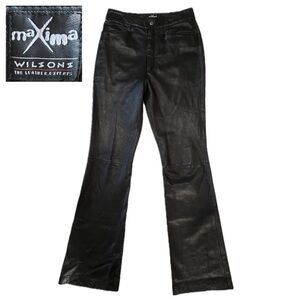Vintage Wilsons MAXIMA Genuine Leather Pants Bootcut Flare 90s Y2K Black 4